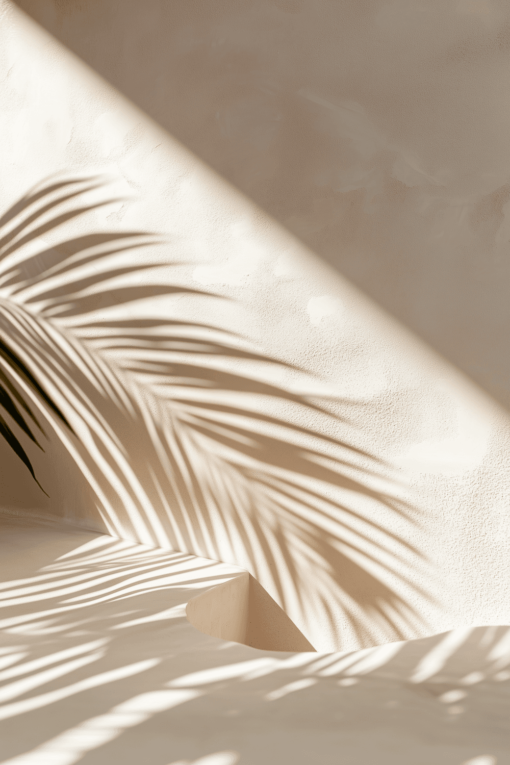 Ombres de palmes sur un mur beige