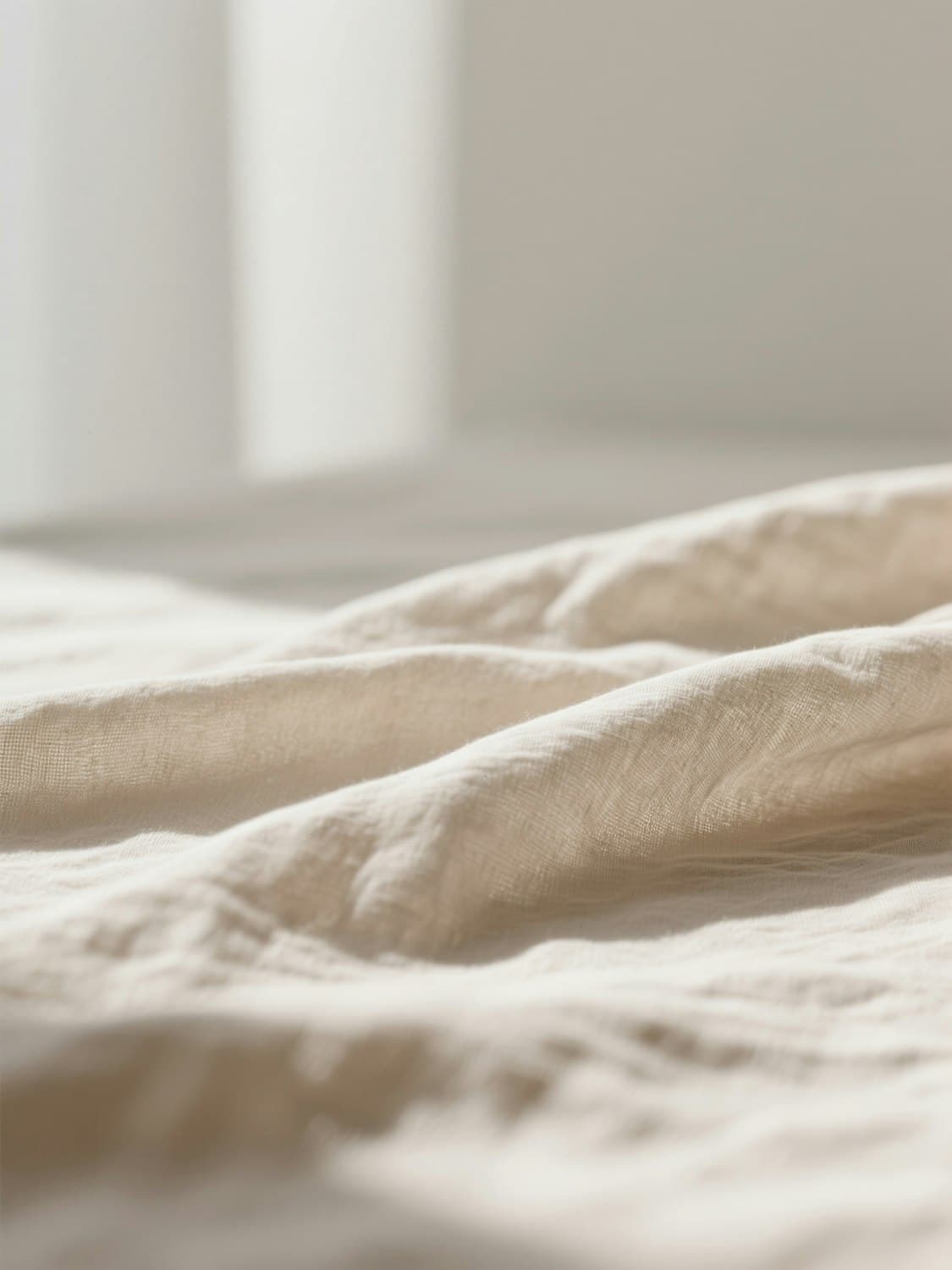 Drapé de lin beige en lumière naturelle